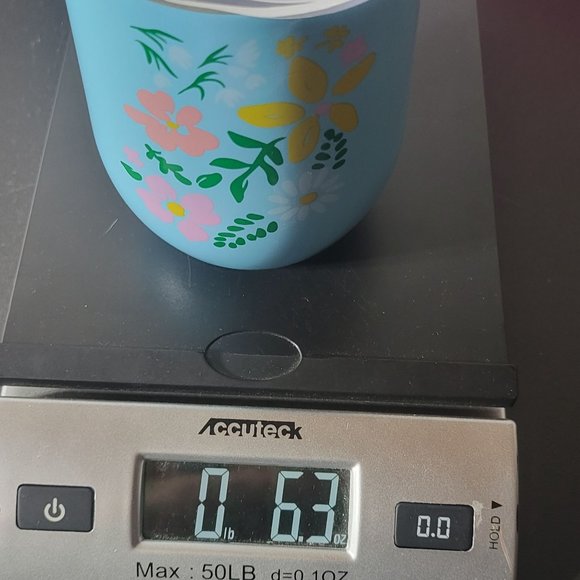 Stainless Steel Blue Floral Wine Tumbler with Lid Pastel Drinkware Cup - Picture 7 of 7